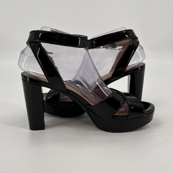 LAUREN Ralph Lauren Sasha Patent Leather Platform Sandal Size 8B Black Heels - Picture 7 of 16